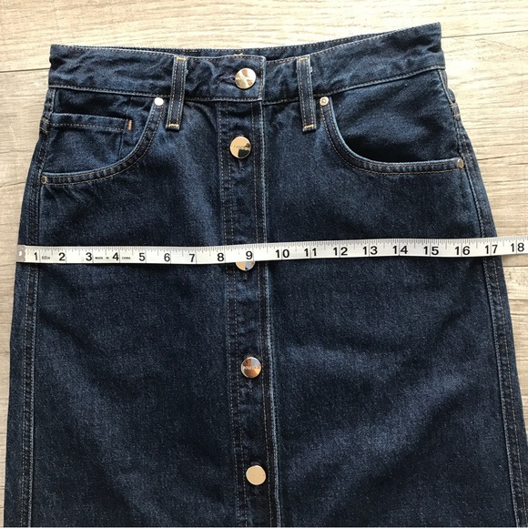 GOLDSIGN Easton Button Front A-Line Denim Midi Skirt - Picture 12 of 14